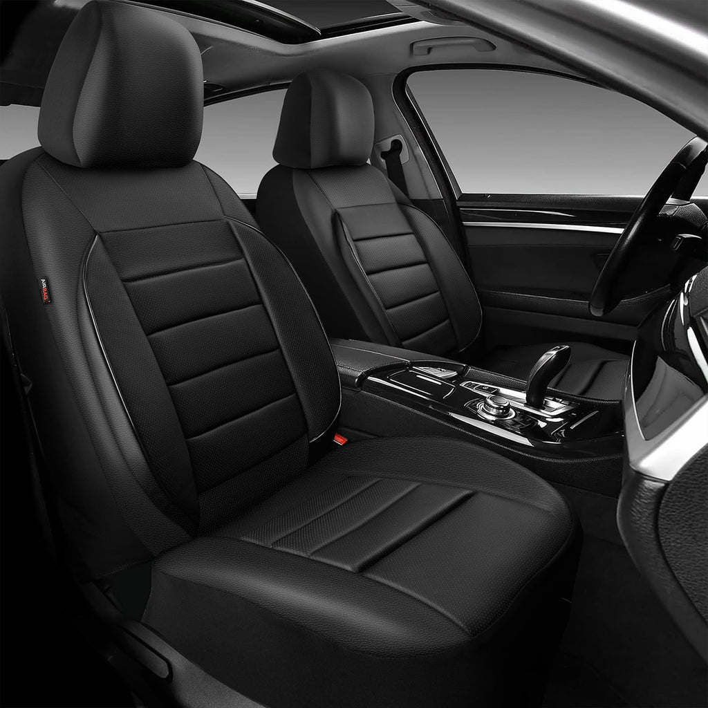 Leather Seat Covers Full Set Water Resistant 3D Foam Back Support 5 Seat Covers U6078