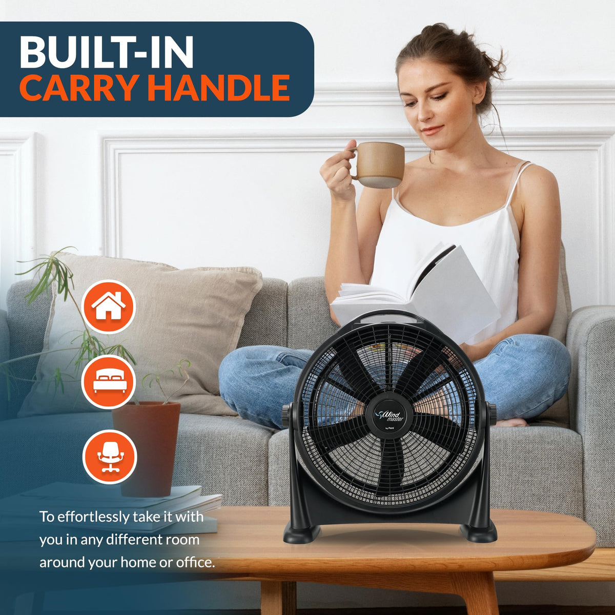 20 in High-Velocity 3 Speed Adjustable Floor Fan Y1628