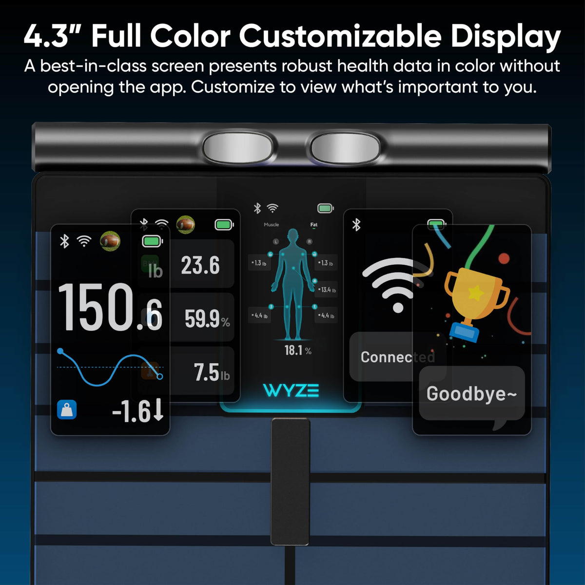 Wi-Fi & Bluetooth Body Composition Scale with Handle, 400 lbs, Black U6530