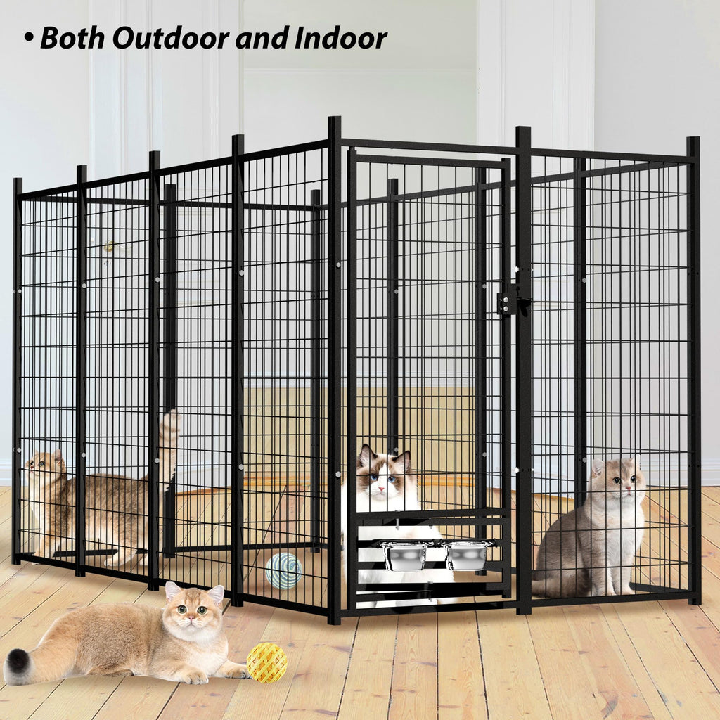 Large Outdoor Dog Kennel with Roof Cover P4391