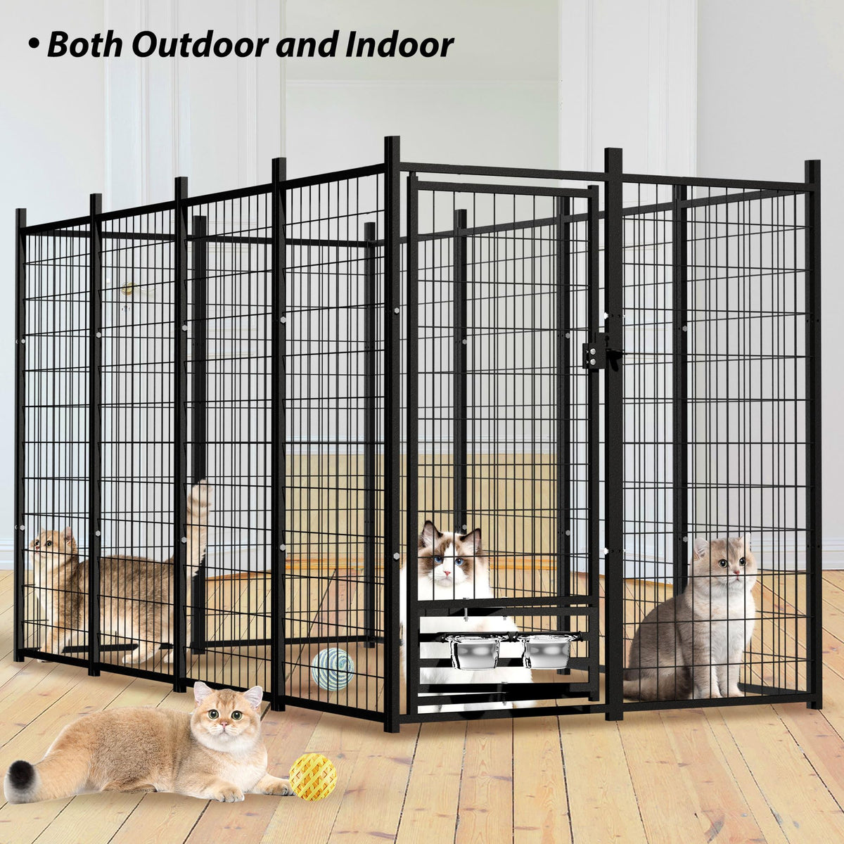 Large Outdoor Dog Kennel with Roof Cover P4391