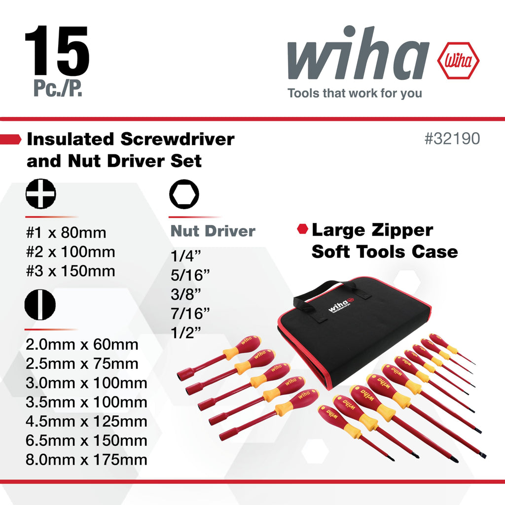 Slotted Phillips Insulated Screwdriver Set 15 Piece B792