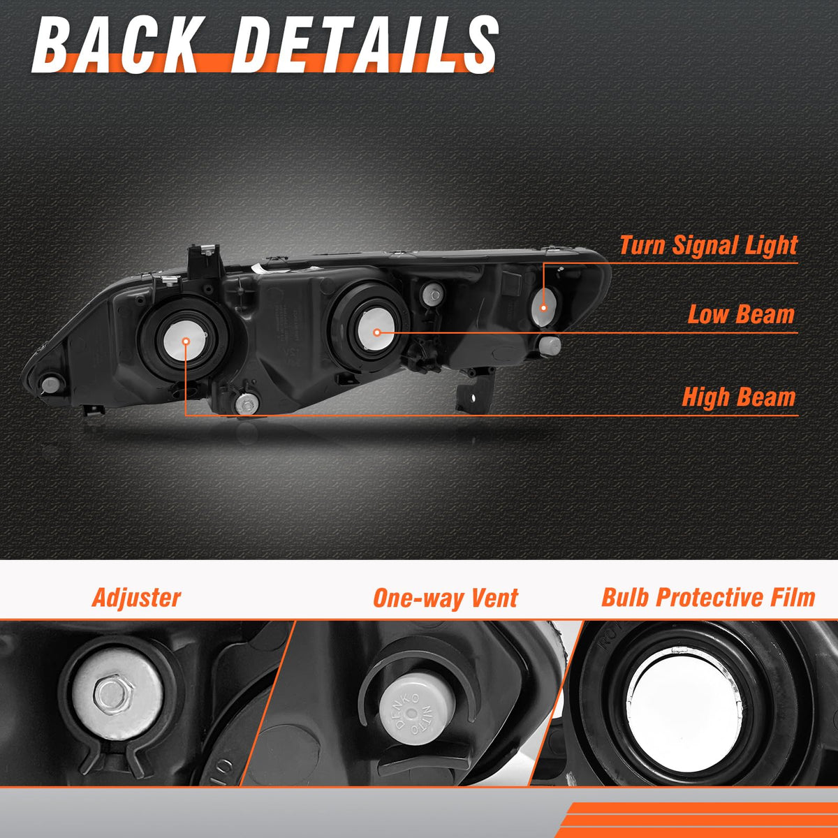 2006-2011 Honda Civic Black Clear Headlights Assembly Pair J189290