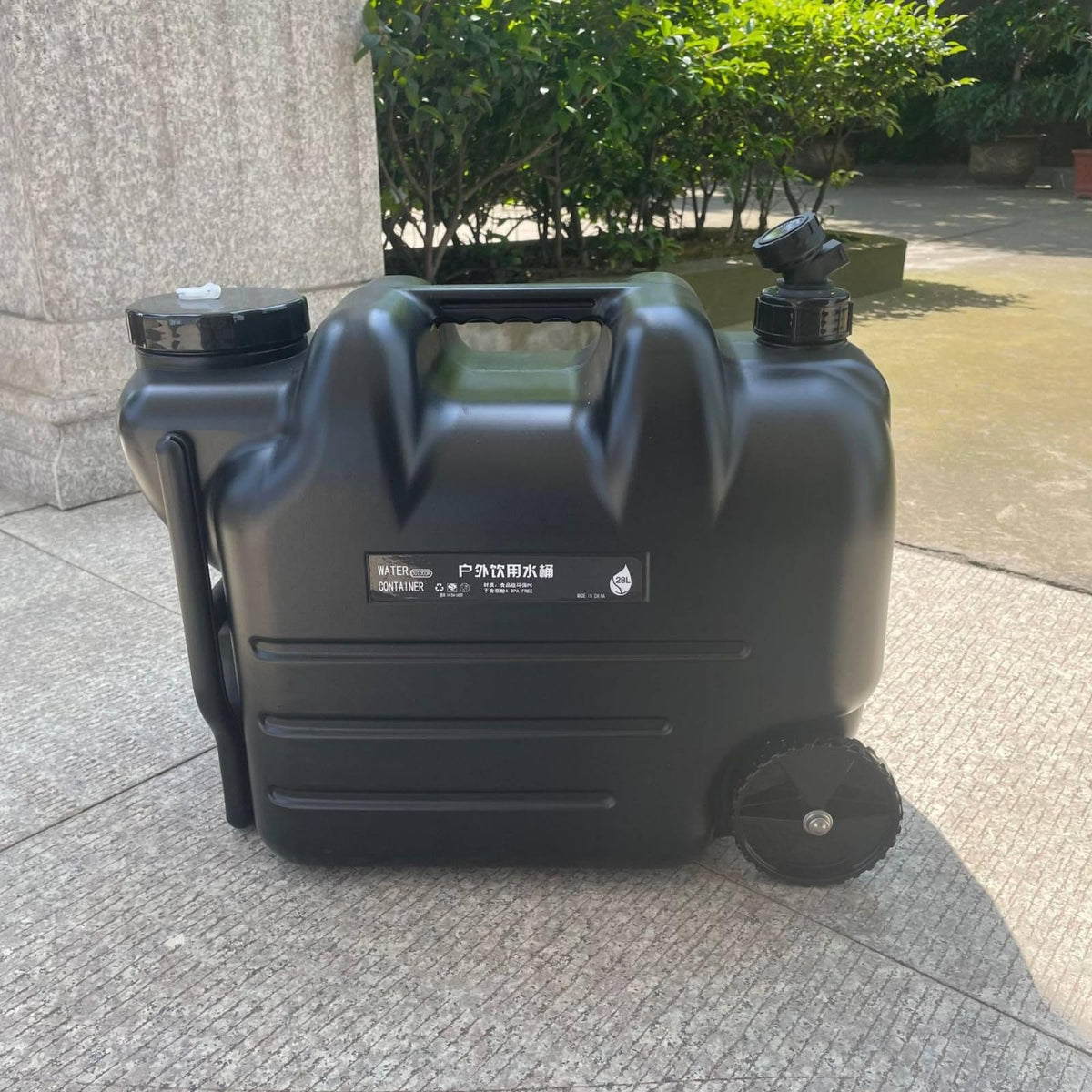 Black Portable Water Tank with Faucet and Wheels T7414