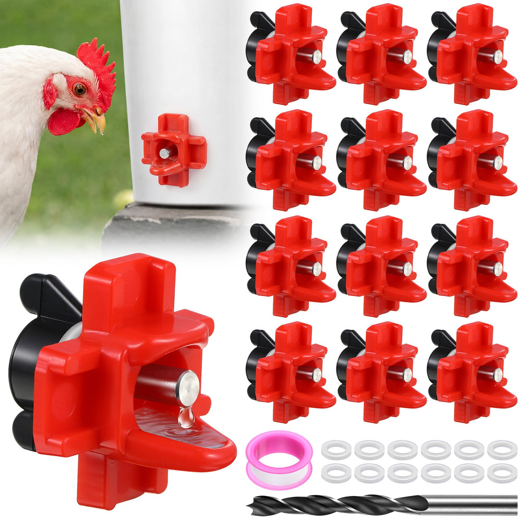 12 Pcs Horizontal Chicken Waterer Nipples with Drill Bit J227