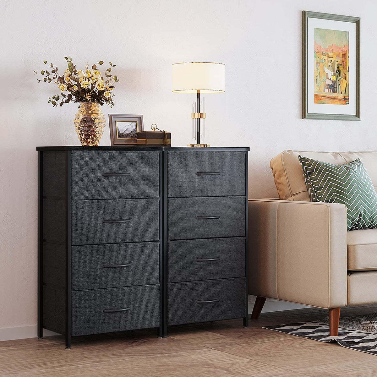 Black 4 Drawer Small Dresser H25085