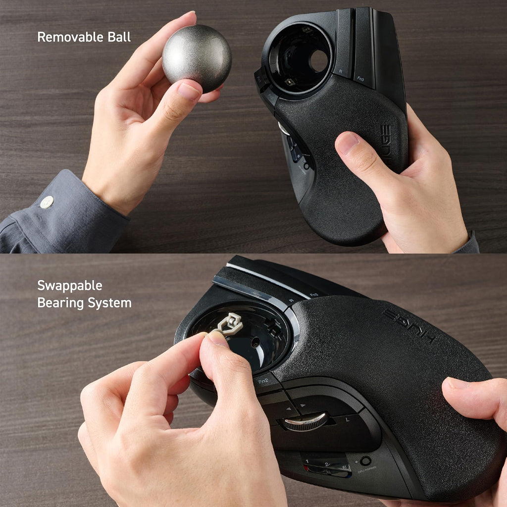 Wireless Trackball Mouse, Ergonomic 52mm Large Ball, Multi-Connection Bluetooth, 2.4GHz Wireless, Wired, 10 Programmable Buttons, Rechargeable, Silent Clicks I6993