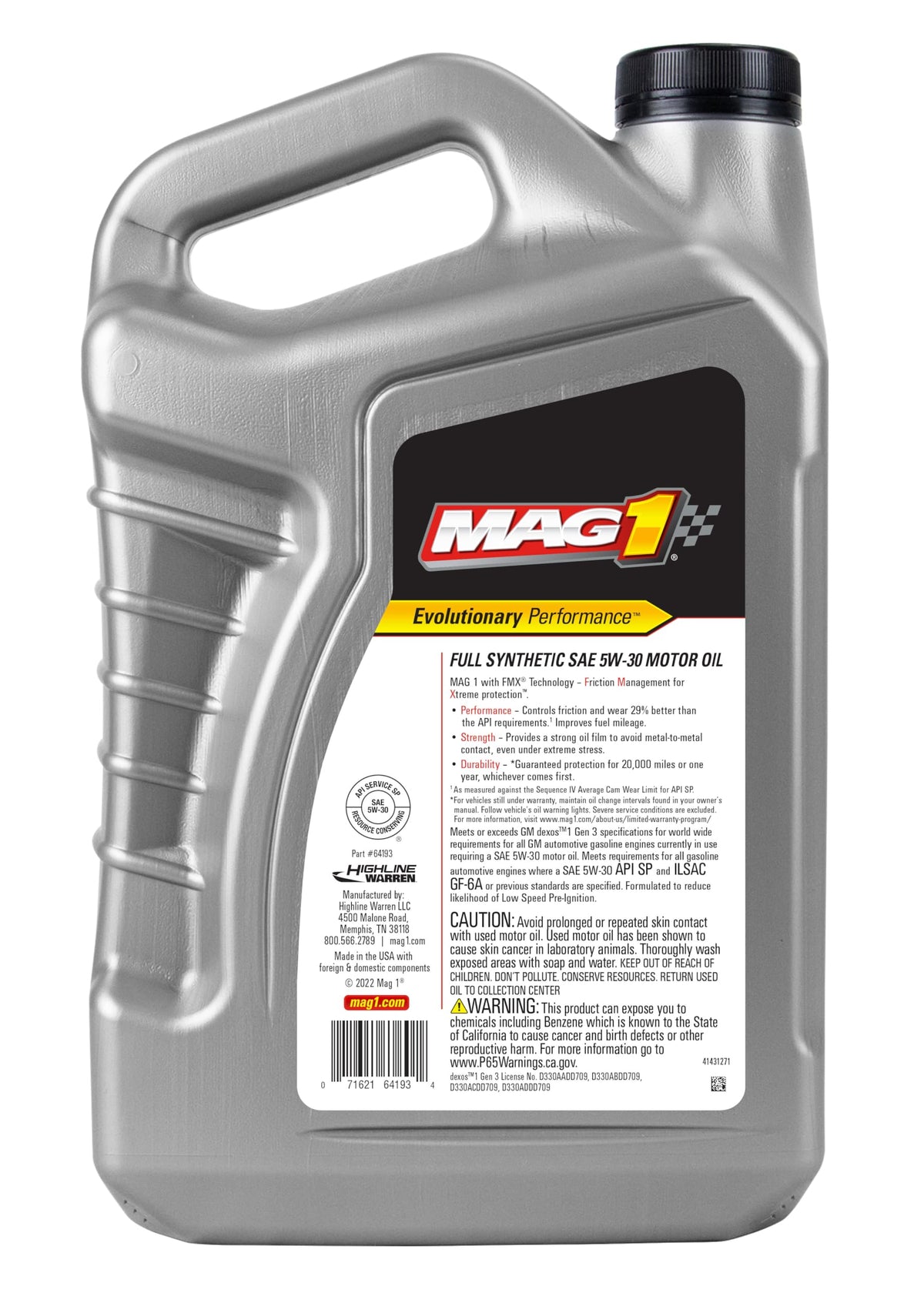 5 Quart 5W-30 Full Synthetic Motor Oil Q939030