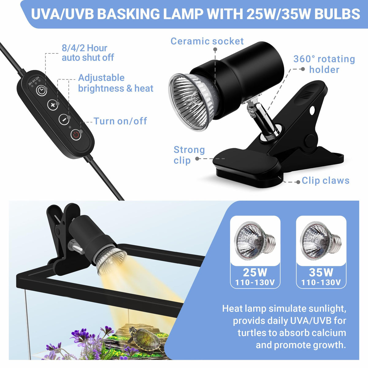 Mini Turtle Tank Kit with Adjustable Lamp and Lid B94373