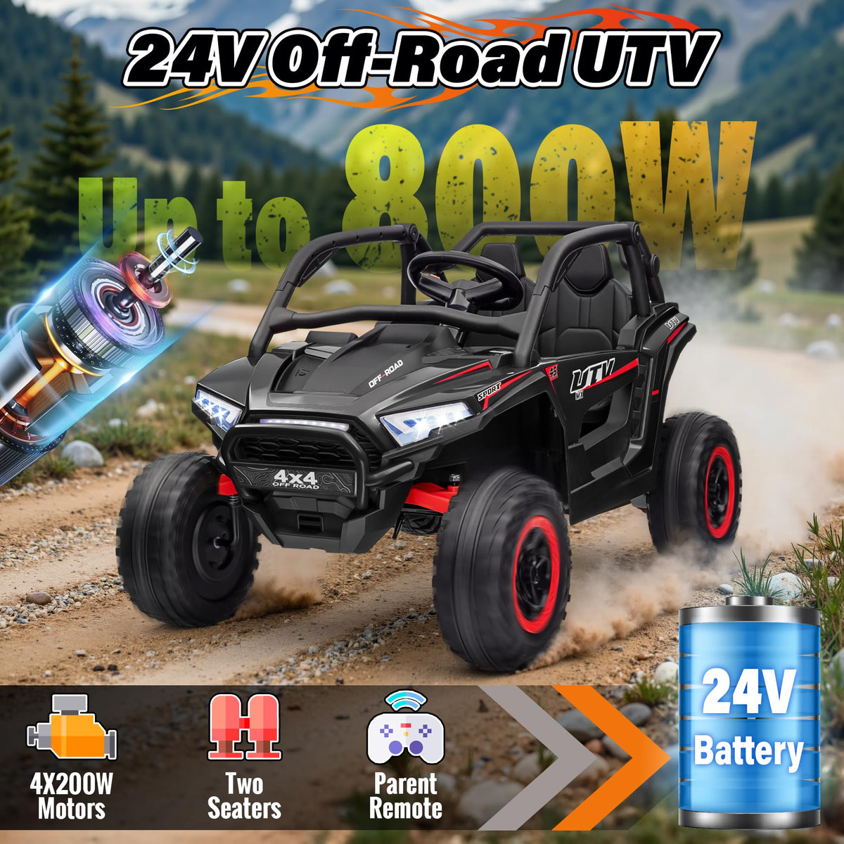 24V 2 Seater 4X4 Off-Road UTV Ride on Car V556065
