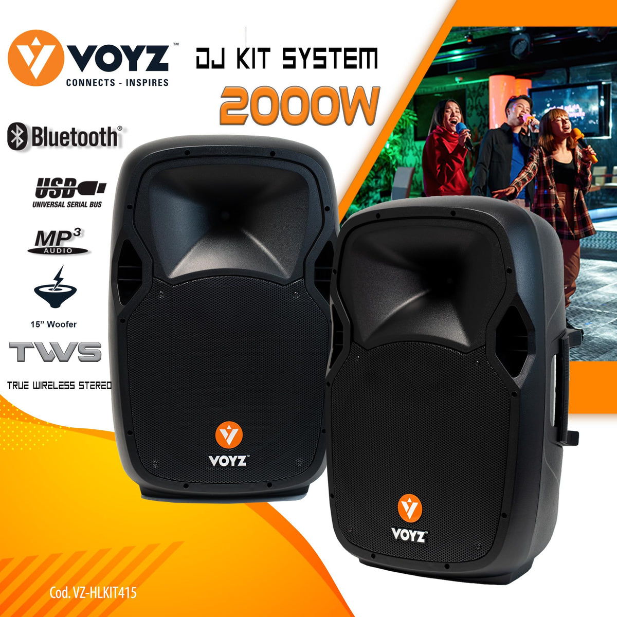 15" 2000 Watt 2-Way Powered PA Speaker System P554