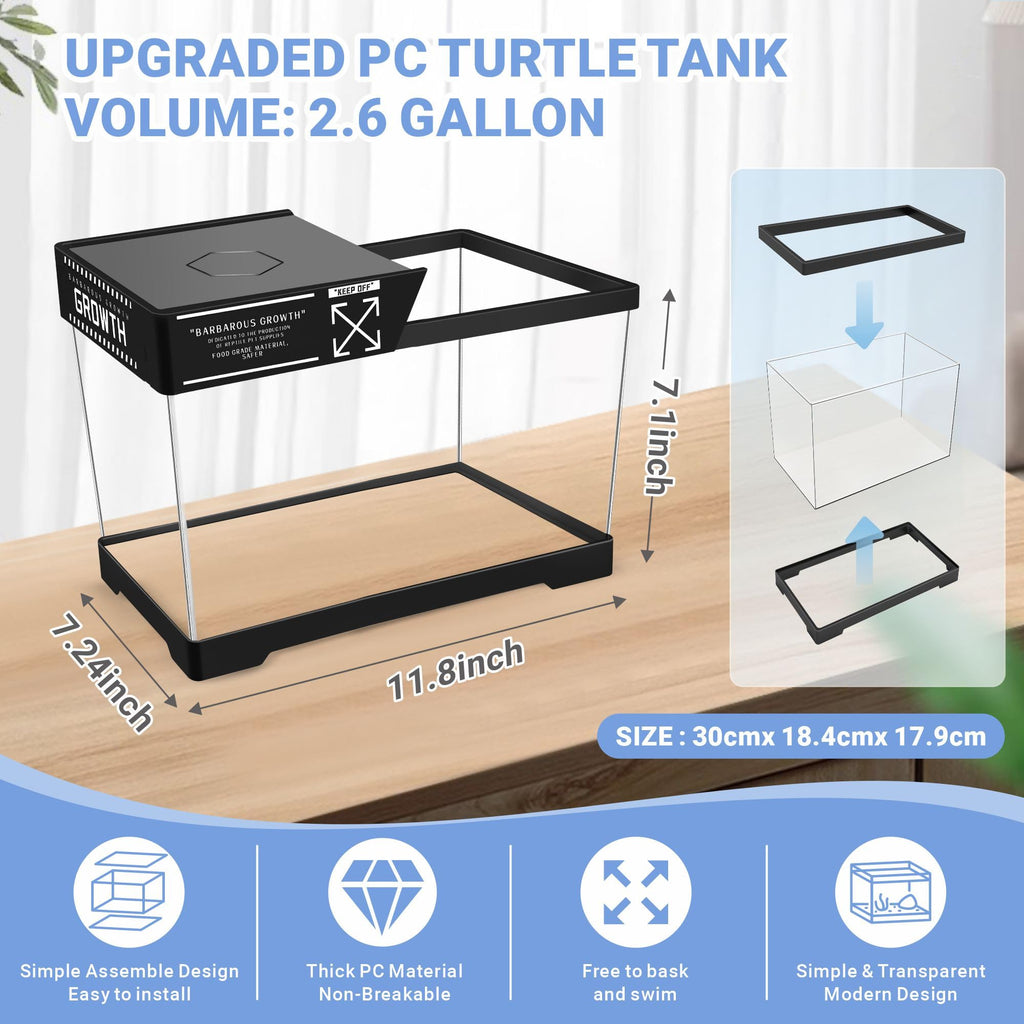 Mini Turtle Tank Kit with Adjustable Lamp and Lid B94373