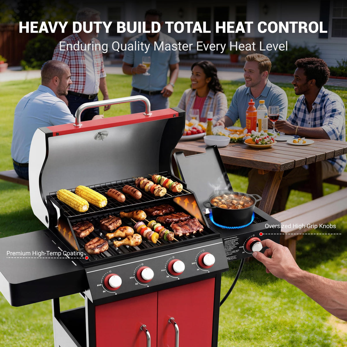 4 Burner Propane Gas Grill with Side Burner Z155