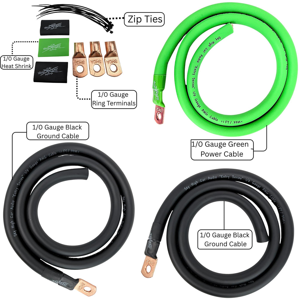 1/0 & 4 Gauge CCA Power Wire Alternator Battery Ground Wiring Kit J514