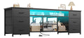 Black Dresser TV Stand with LED Lights & Charging Station X3828