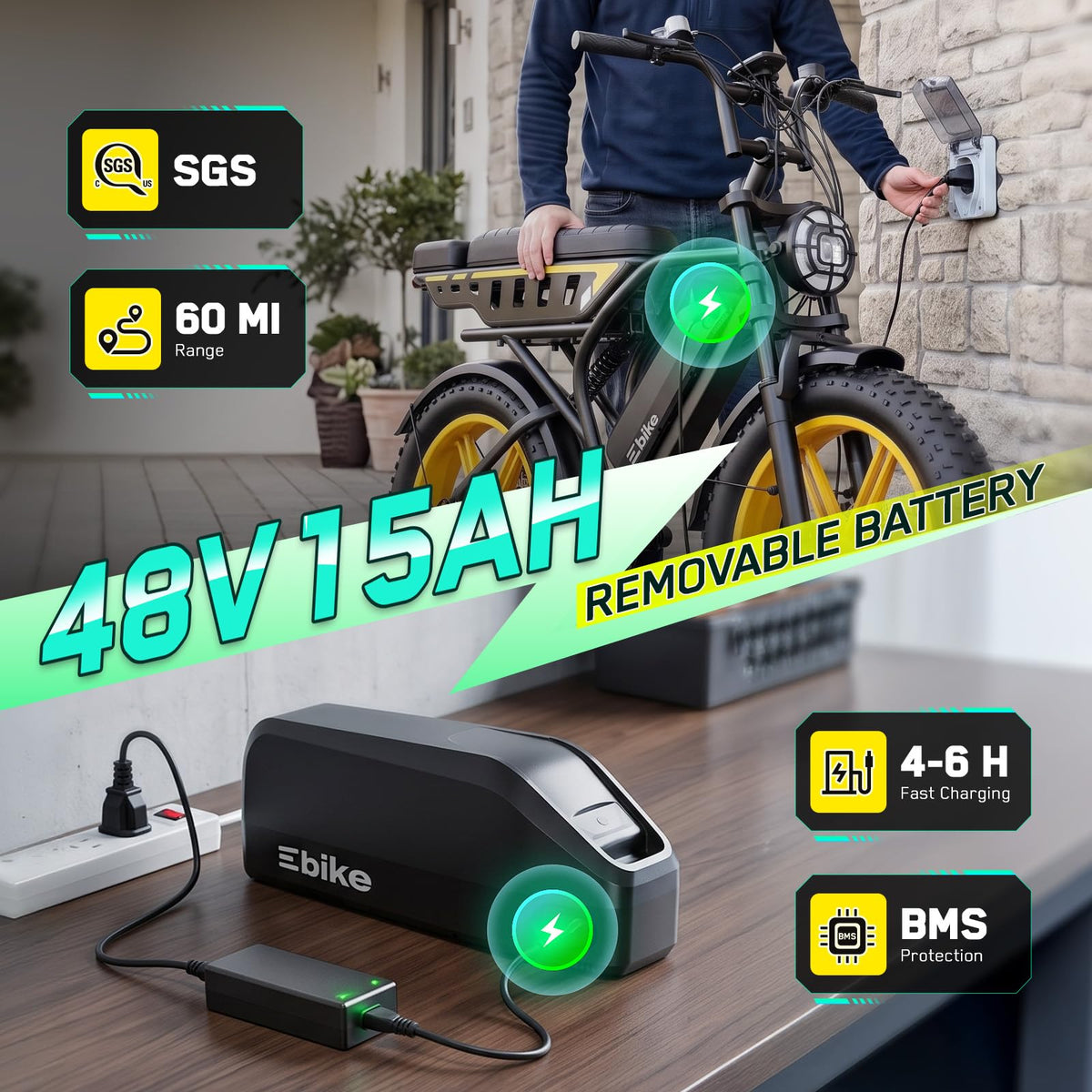 48V 2000W Peak Motor 20 * 4.0 Fat Tire Electric Bike C350