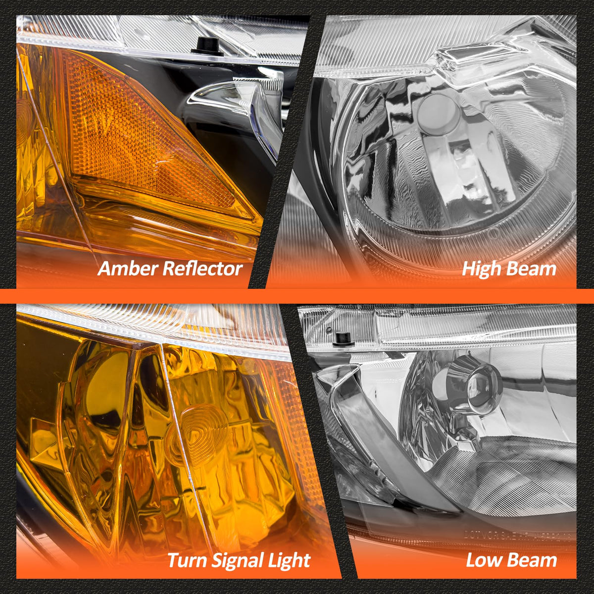 2006-2011 Honda Civic Black Clear Headlights Assembly Pair J189290