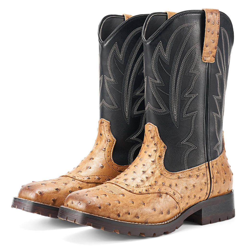 Men's Western Cowboy Boots Square Toe Mid-Calf Boots S907470