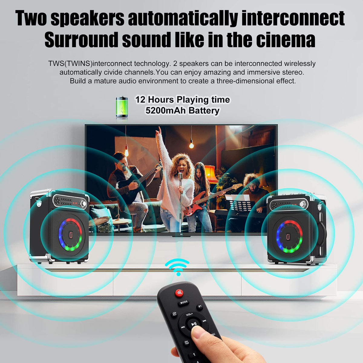 Bluetooth Speaker with Two Wireless Microphones T897827