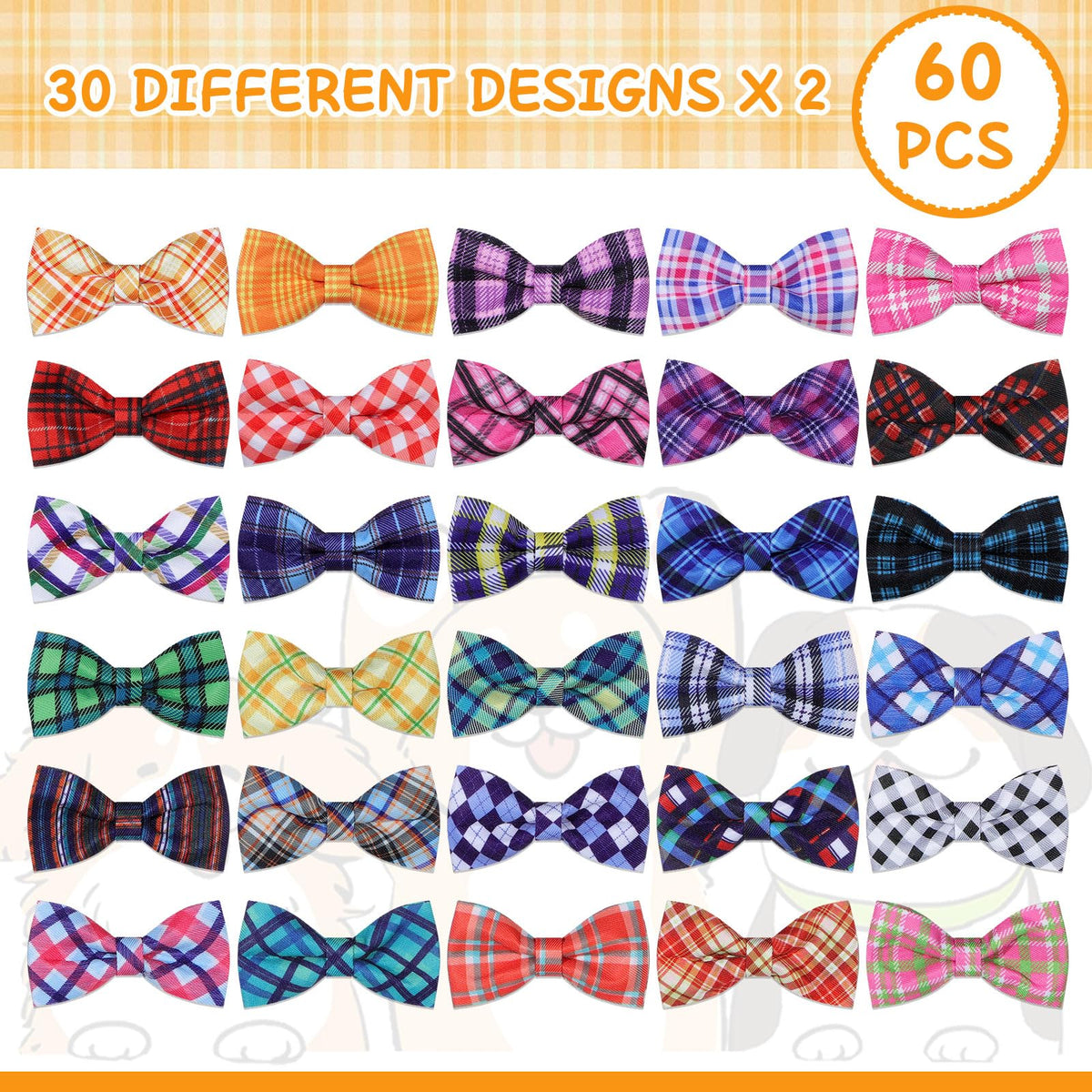 Plaid Dog Collar Bow Ties E837698
