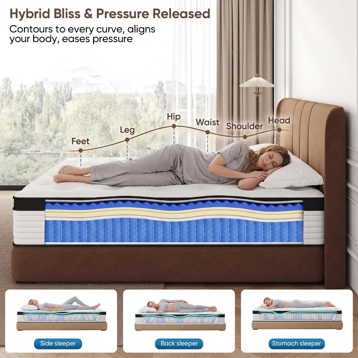 12 Inch Medium Firm Hybrid Memory Foam Mattress G28180