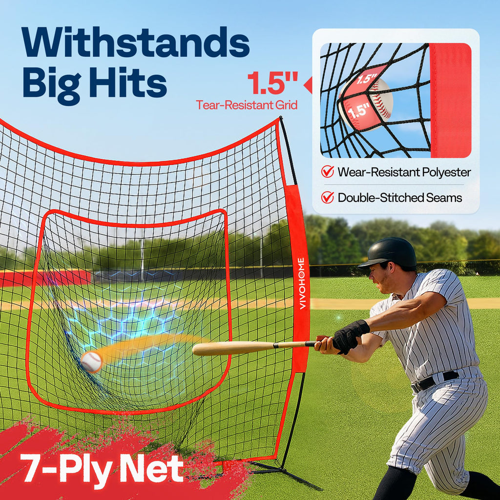 Baseball & Softball Training Net with Batting Tee, 7 x 7 ft. B394