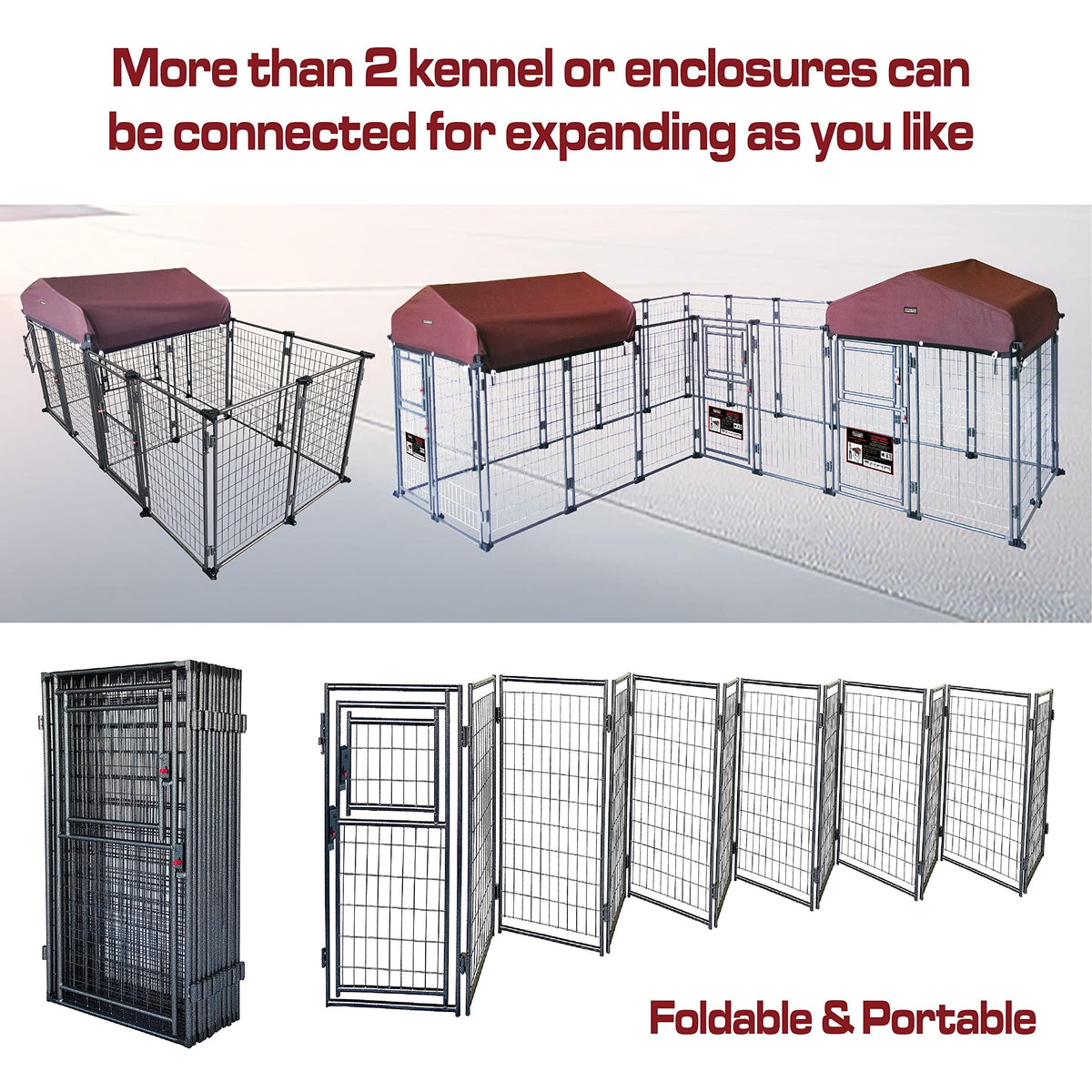 8' x 4' x 5' Outdoor Dog Kennel with Roof Cover W19631