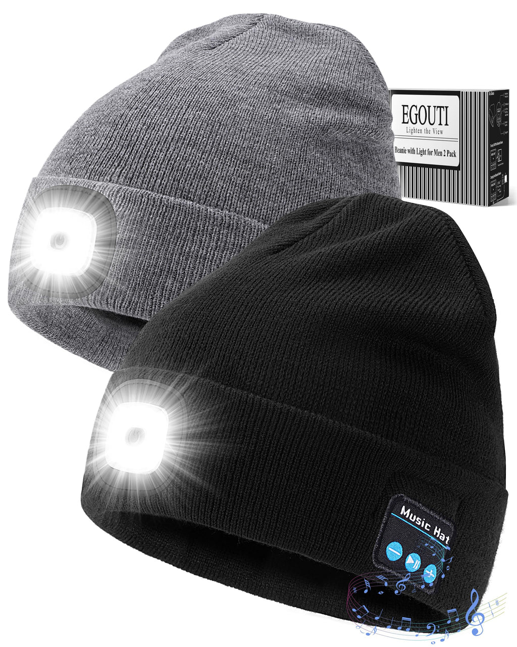 Bluetooth Beanie Hat with Light 2 Pack X128