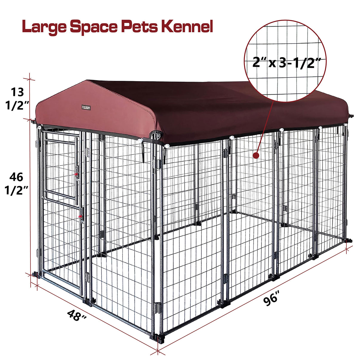 8' x 4' x 5' Outdoor Dog Kennel with Roof Cover W19631