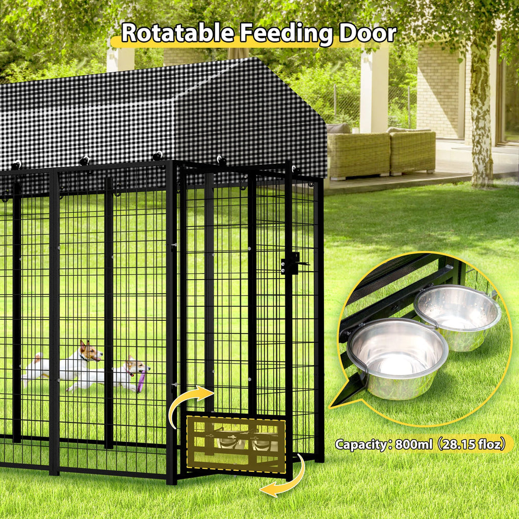 Large Outdoor Dog Kennel with Roof Cover P4391