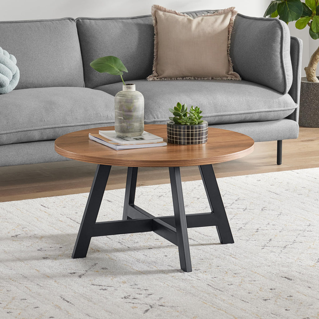 Round Wood Top Metal Base Coffee Table N41376