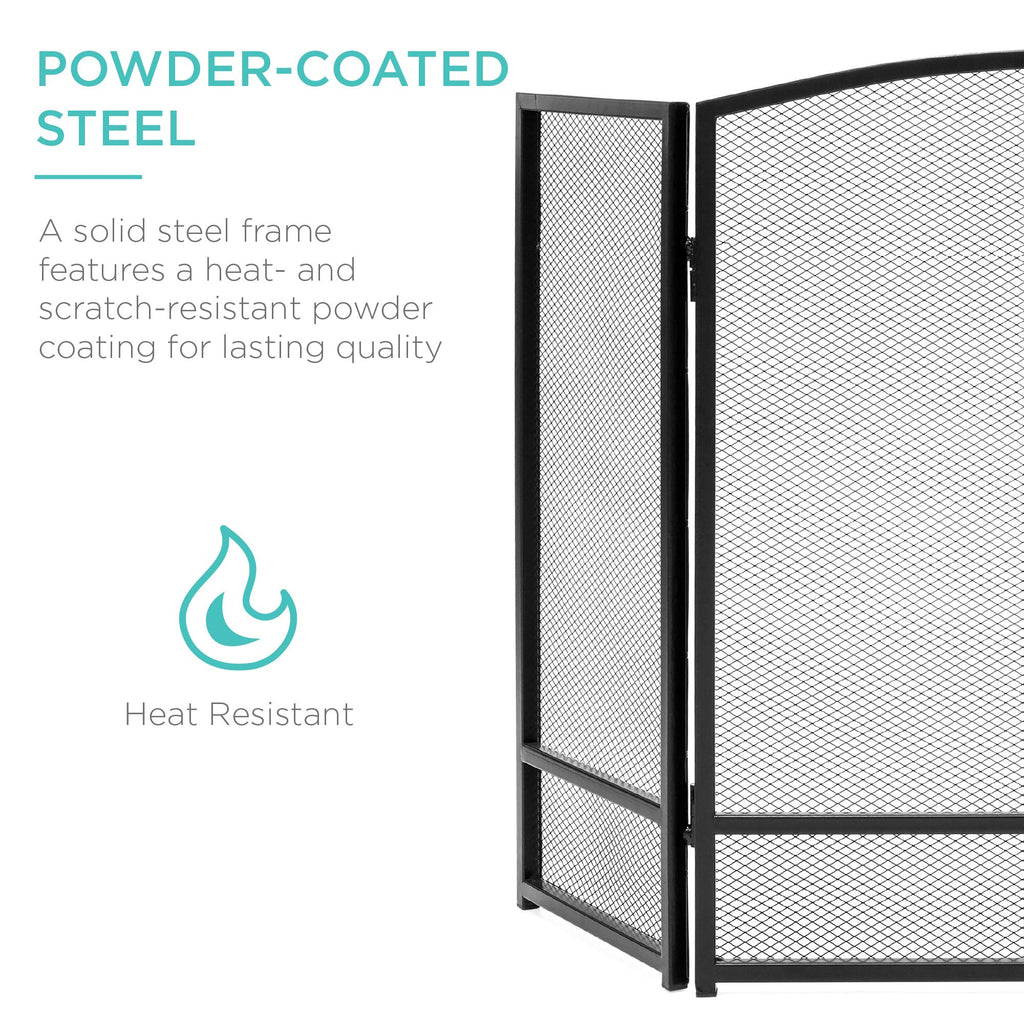 47.5x27.25in 3-Panel Steel Mesh Fireplace Screen S5358
