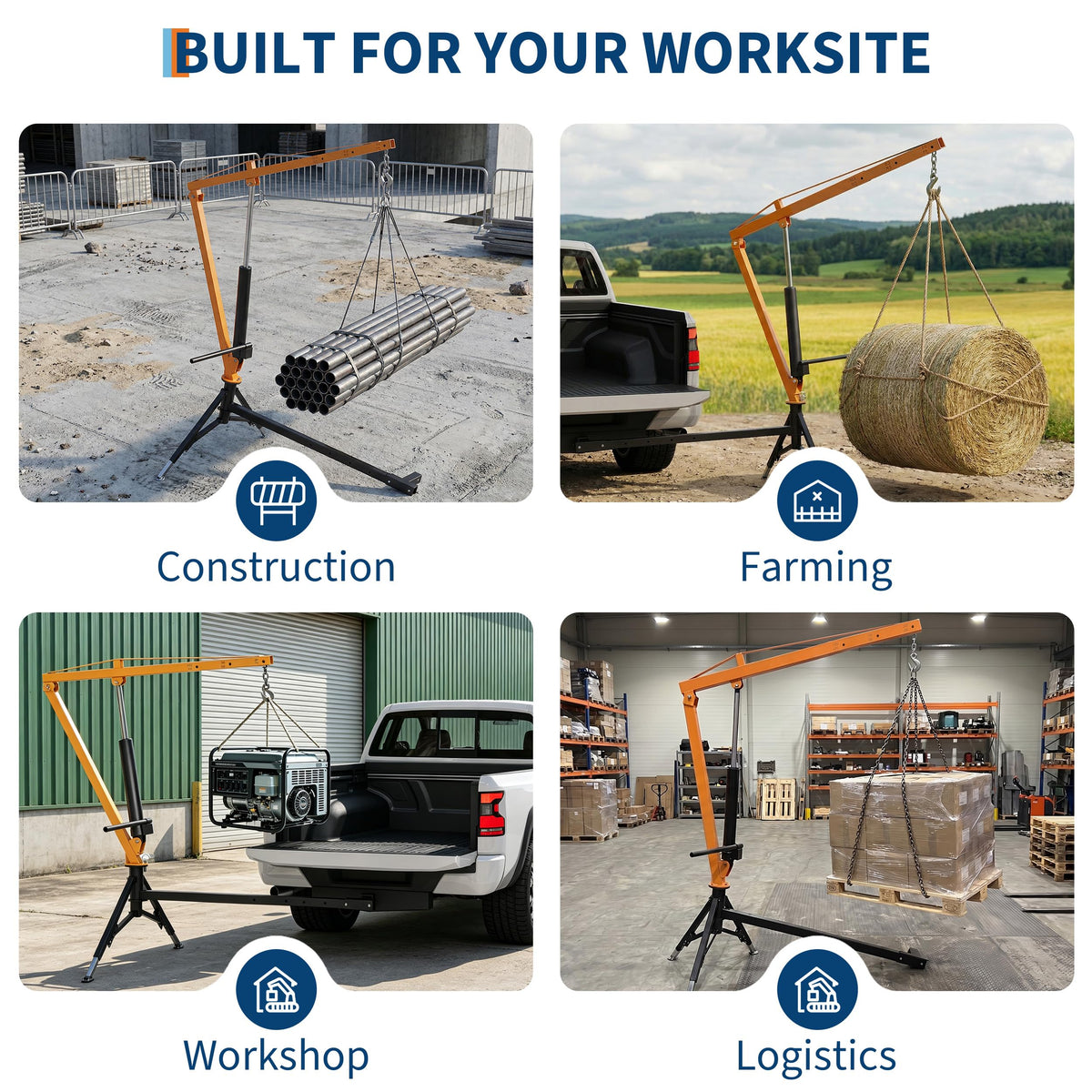 1000 lb Hitch Mount Hydraulic Pickup Truck Crane N7017