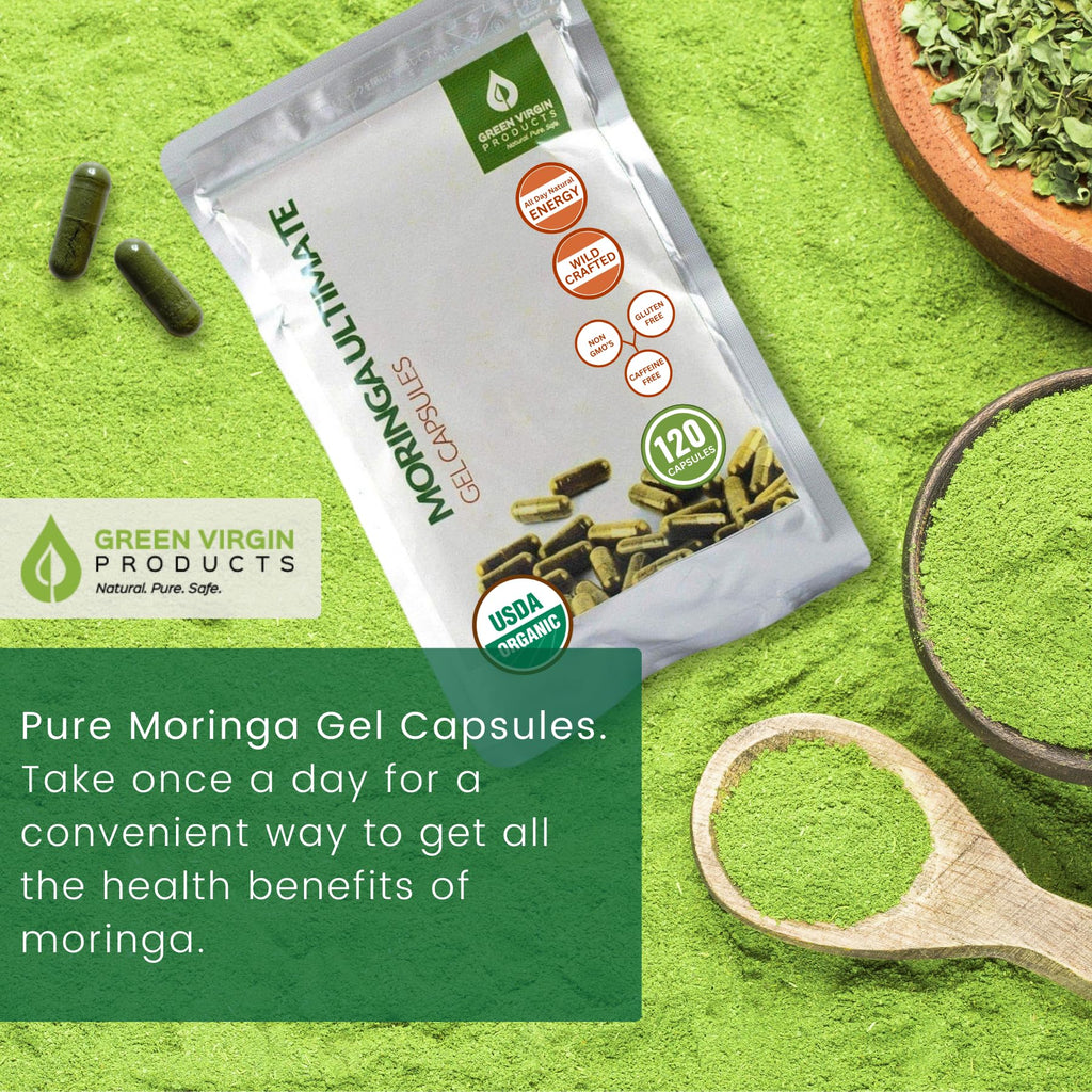 Organic Moringa Leaf Powder Vegan Capsules E7789