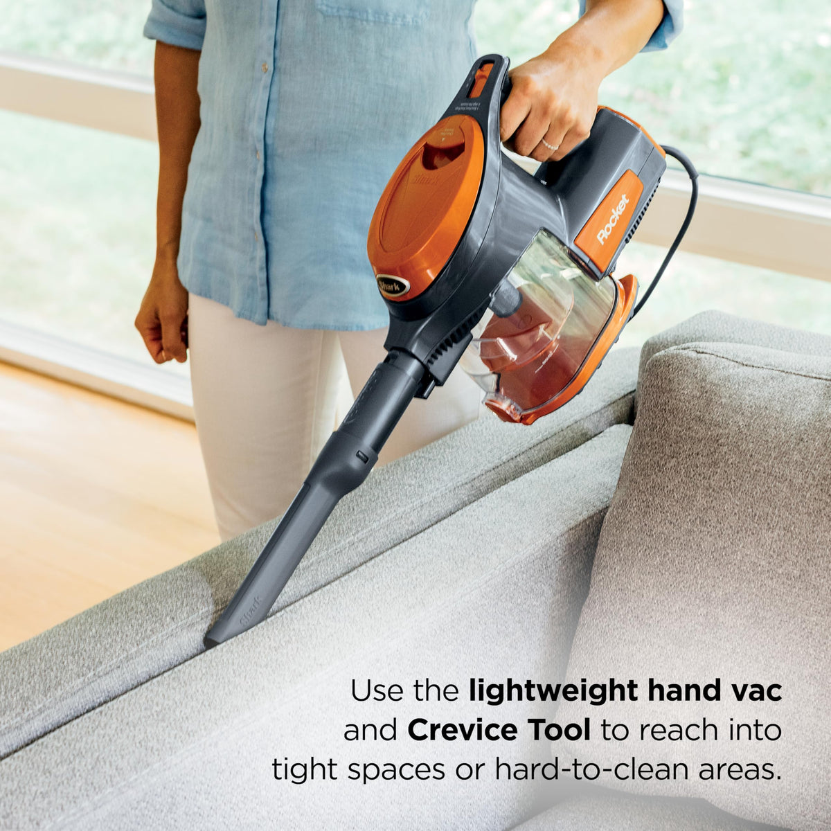 Corded Stick Vacuum with Crevice Tool, Pet Multi-Tool & Precision Duster, Orange Q42906