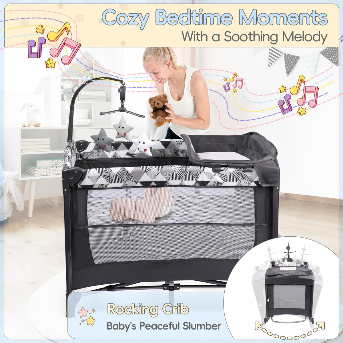 5-in-1 Pack and Play with Changing Table and Bassinet V29423