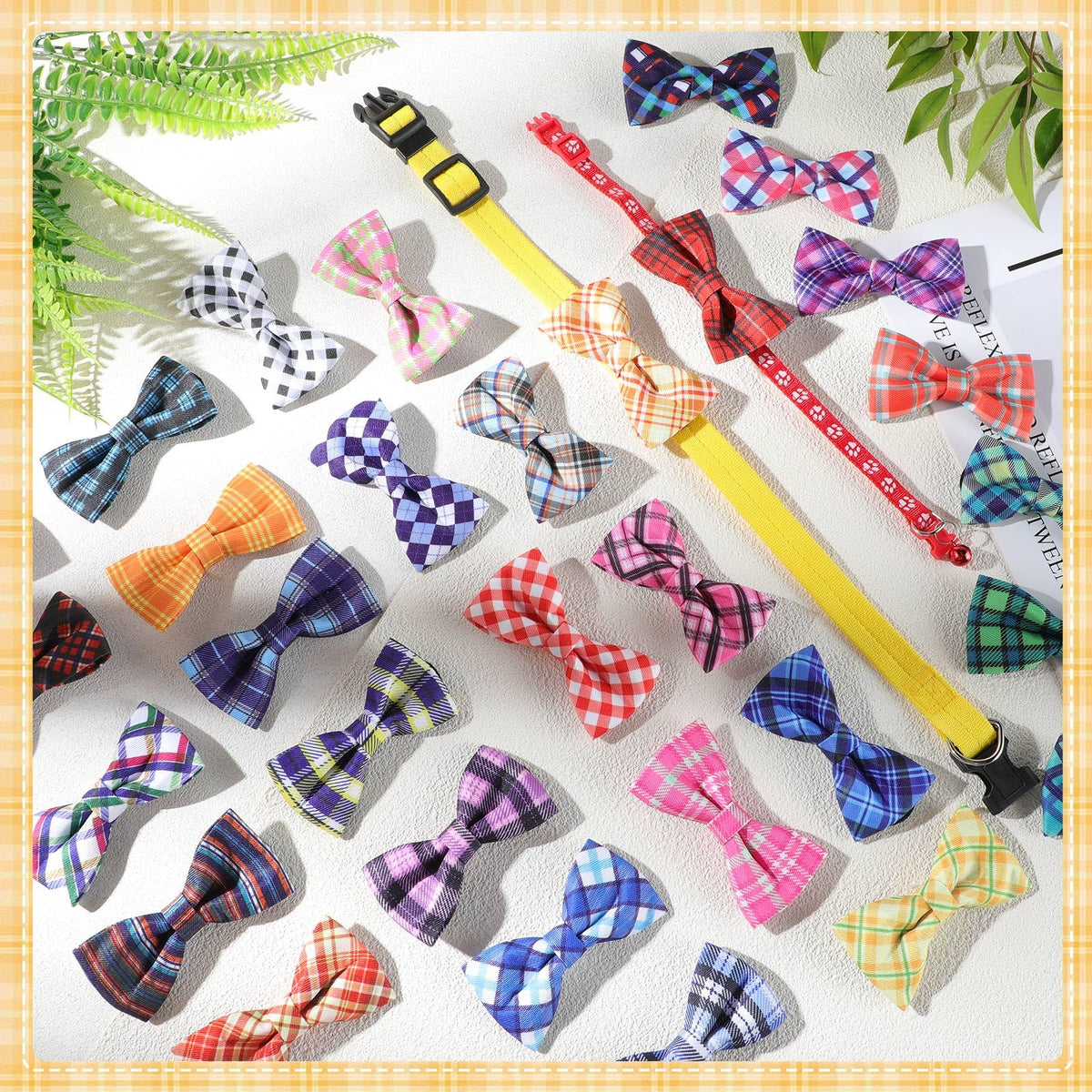 Plaid Dog Collar Bow Ties E837698